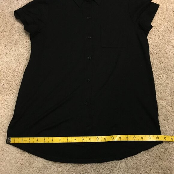 Black Simple Witch Button Up Short Sleeve Top - Picture 11 of 14